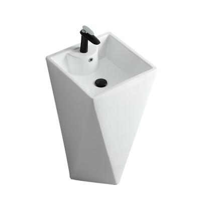 China easy clean & soft & Smooth factory supply a new type of table basin vertical ceramic white porcelain integrated vertical bathroom washbasin sink for sale