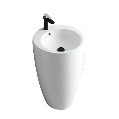 China easy clean & soft & Cheap Wholesale Smooth Bathroom Modern Freestanding Overall White Round Bathroom Hotel Ceramic Wash Basin for sale