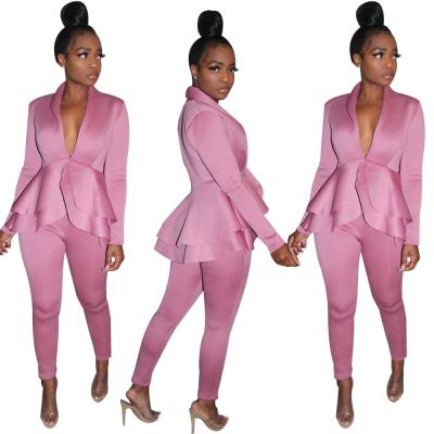 China Anti-pilling European Fancy Suit Two Piece Set For Elegant Formal Women Office Ladies Wear for sale