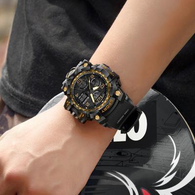 China Day/date of the new 2021 the fashion electronic personality LED watch double exposure luminous men's watch machine core timing waterproof students for sale