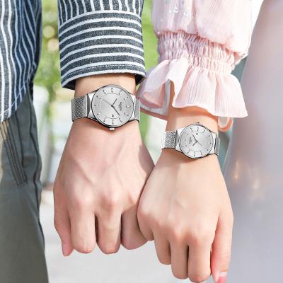 China Automatic Single Date Stainless Steel Fashion Calendar Couples Watch Quartz Thin Strap Men's Section Waterproof Student Table for sale