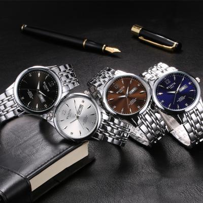 China Stainless Steel Fashion Couples Watch Business Automatic Quartz Watch Male Waterproof Female Date Watch for sale