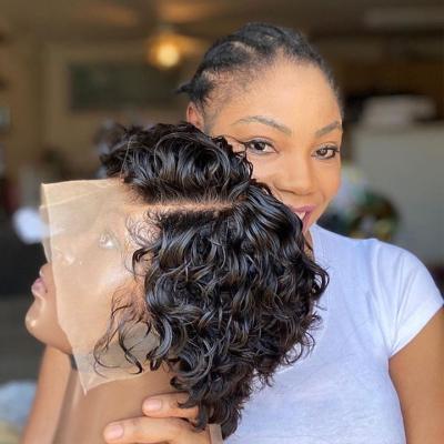 China Silky Straight Natural Black Brazilian Hair 4x4 Wave Closure Short Wig 8inch-14inch, Wholesale Price Short Bob Wigs For Black Women for sale