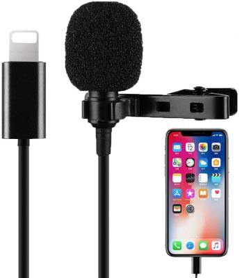 China Professional Lavalier Microphone QUALWIN 1.5m Lavalier Microphone for iPhone XR XS X/8/8 Plus/6/7 plus iPad Air2 iPad 4/3/2 pro for sale