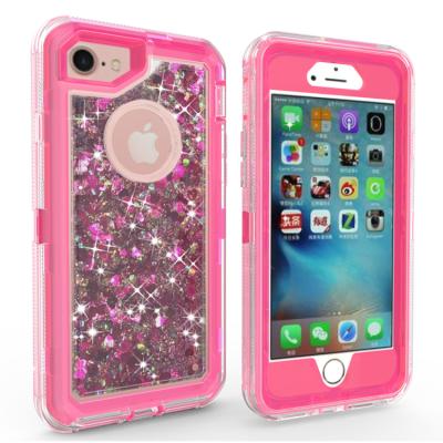 China Liquid Glitter For iPhone 8 Case, 3 In 1 Hybrid TPU Case Liquid Glitter Resistant Protector Protective Hard Shockproof Cover For iPhone 7/8/6 for sale