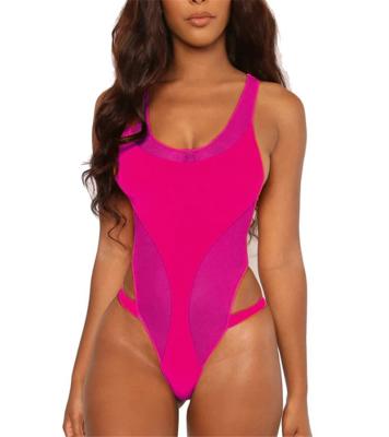 China Anti-UV Sexy Pure Color Open Back High Cut One-piece Swimsuit Women Swimwear Bikinis for sale