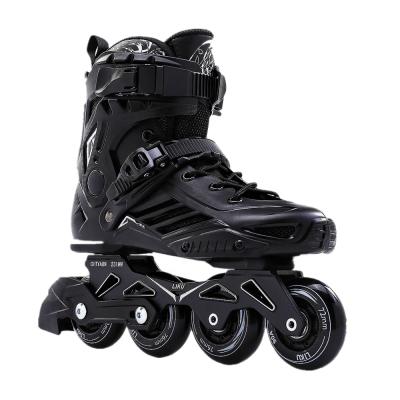 China Amazon LIKU Hot Selling Black Inline Skating Slalom Skates 72mm 76mm 80mm PU Wheels Fixed Size Speed ​​Roller Skates Wholesale For Adults for sale