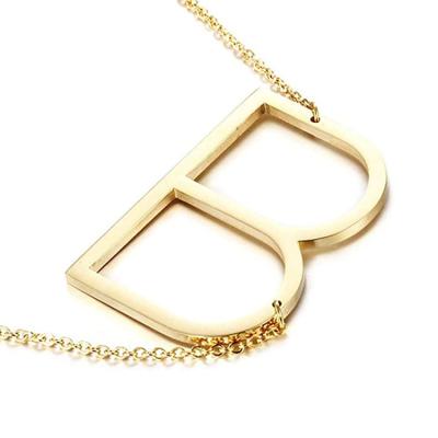 China FASHIONABLE Script Silver Stainless Initial Letter Gold Necklace Large Necklace Women's Necklace Pendant Name for sale