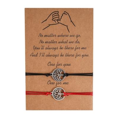 China TRENDY hot sale creative adjustable lifestyle card string alloy promise card tree couple bracelet for sale