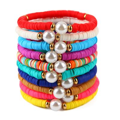 China New Design Color Polymer Clay Bohemian Jewelry Rubber Silicone Bead Bracelet Heshi brcacelet casual/sporty design for sale