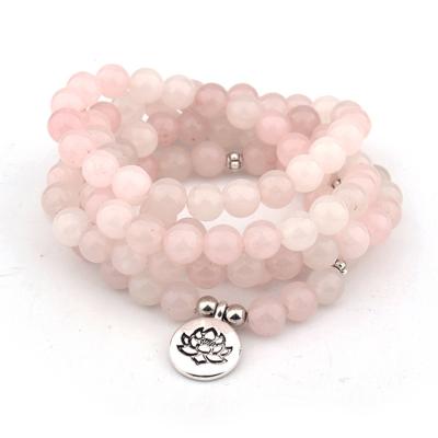 China BOHEMIA 108 Natural Stone Pink Beads Amazon Bracelet 3D Pending Beads Bracelet for sale