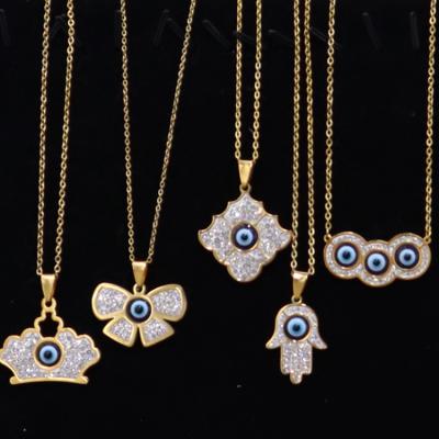 China CLASSIC Evil Eye Necklace For Women 14K Gold Plated Zircon Turquoise Evil Eye Pendant Necklace Tasty Evil Eye Jewelry for sale