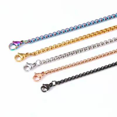 China 2021 Hiphop Jewelry Accessory Stainless Steel Gold Rose Gold Pearl Black Square Chain for sale