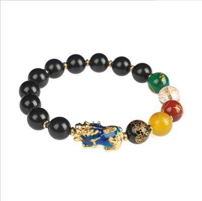 China 2021 New Product Adjustable Elastic From Idea Pi Xiu Bracelet Feng Shui Black Obsidian Wealth Religious Obsidian Bracelet Jewelry for sale