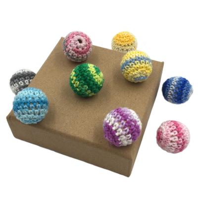 China Soft Wooden Toy 16mm Crochet Cotton Wood Teether Beads For Teething Baby Toys for sale