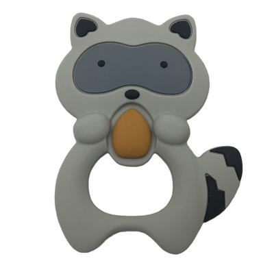 China Soft Toy Custom Animal Raccoon Bear Shape Food Grade BPA Free Baby Safe Soft Pendant Silicone Teether for sale