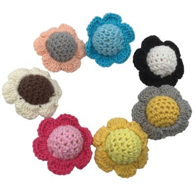 China Decorative Handmade Crocheted Flowers Soothing Baby's Teeth Pain Cotton with Wooden Beads for DIY Accessories for sale