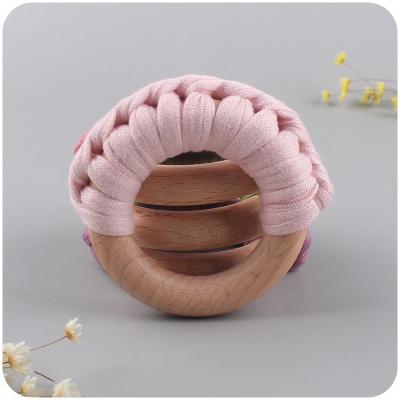 China Beach Safe Wooden Baby Creative Handmade Cotton Toy Crochet Teether Toy Rope Woven Baby Toys DIY S Teething New Style Baby Products Beech Ring Hot Wooden Children&'s for sale