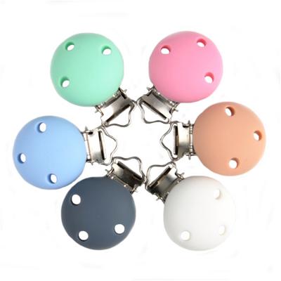 China Free Baby Teething Teether Toy Silicone Pacifier Soothing Baby Pain BPA Food Grade Metal Clips for sale