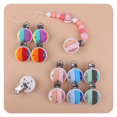 China Wholesale Custom European Design Rainbow Pacifier Clip Girl Hairpin Rubber Cute Hairpin Set Soothing Baby Teething Pain for sale