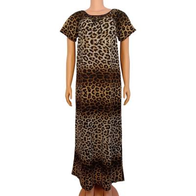 China 2022 New Design Sleeve Anti-static Spring Leopard Print Short Sleeve Streetwear Anti-wrinkle Maxi Dress Women Ladies Stylish Casual Dresses for sale