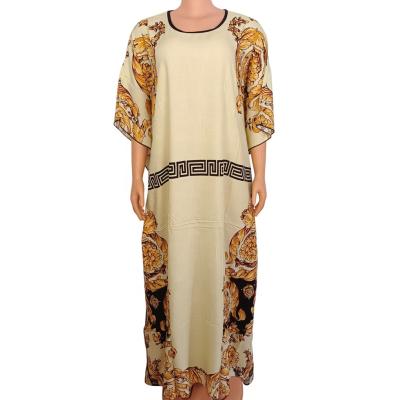 China New Design Spring Summer Spring Batwing Sleeve Women's Ethnic Abaya Floral Print Ladies Maxi Batwing Sleeve Dresses Women Fashion Short Casual Dress for sale