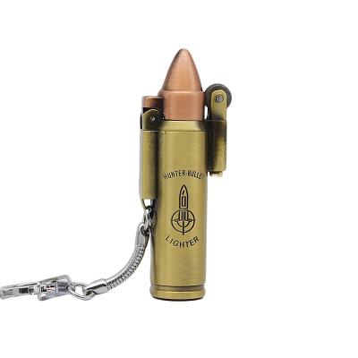 China Fashion and Creative Wholesale Creative Bullet Gas Lighter, Fashion Jet Torch Refillable Butane Gas Windproof Flint Cigarette Lighter With Keychain for sale