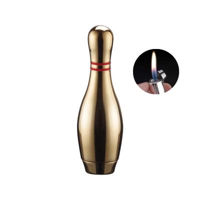 China Fashion and Wholesale Creative Mini Creative Bowling Flint Gas Lighter,Portable Refillable Butane Gas Ball Grinding Wheel Flame Cigarette Lighter for sale