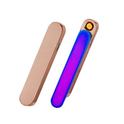 China Wholesale Custom Colorful Slim USB Coil Lighter USB Coil Lighter, Women Smoking Fashion Portable Metal USB Electric Rechargeable Cigarette Lighter for sale