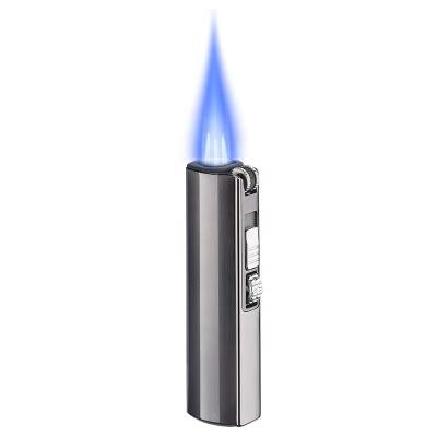 China Jet Torch Lighter Wholesale Custom Three Jet Torch Gas Lighters, Triple Windproof Jet Flame Flint Cigar Lighter Personality Metal Refill for sale