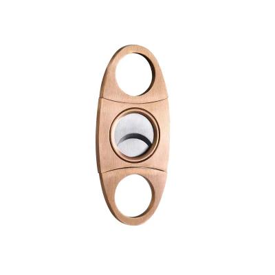 China Custom Wholesale Traditional Logo Double Blade Stainless Steel Cigar Cutter, Portable Metal Cigar Accessories for sale