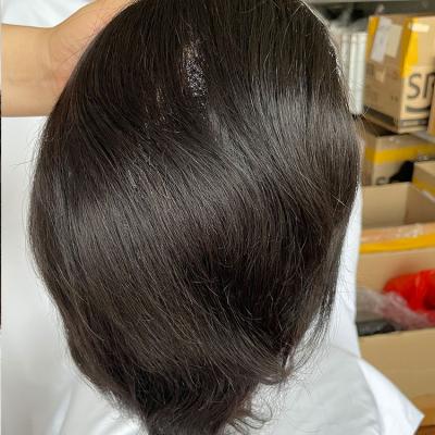 China mlace 100% human hair wig hairpiece 10x8 lace men's hairpiece free style men's wigs human remy hairpiece full for sale