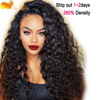 China Water Wave Glueless Brazilian Virgin Hair Full Lace Human Wigs Lace Front Human Hair Wigs Wavy For Black Women Natural Color 260% Density for sale