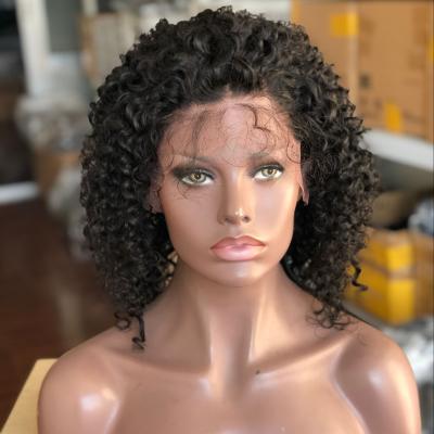 China Natural Wave Deep 13x6 Piece Lace Up Wigs Asymmetrical Bob Human Hair 150 Density Deep Wave Lace Front Wigs With Baby Hair Short Wigs for sale