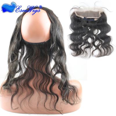 China Hot Selling Cheap Brazilian Virgin Human Hair 13x2 Body Wave Back With Adjust Strap 360 Lace Band Frontal Piece for sale