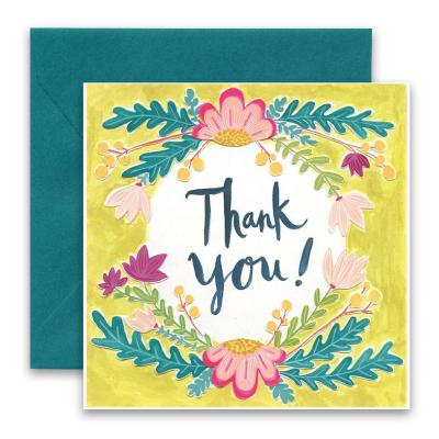 China Europe Customize Thank You Card Printing Thank You Custom Eco-Friendly Gold Embossed Card Flowers Insert Card With Small Business Logo Thank You Card for sale