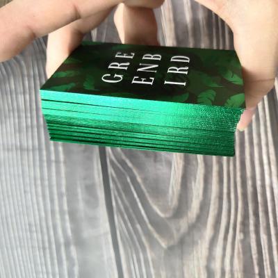 China Printing& edge color colored thick edge paper business cards, letterpress printing with green color foil business cards for sale