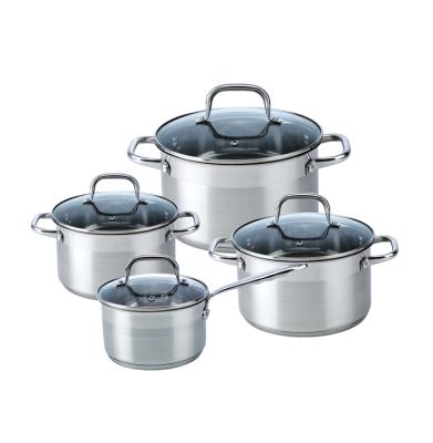 China Sustainable stainless steel 8pc hollow handle cookware set metal casserole set for sale