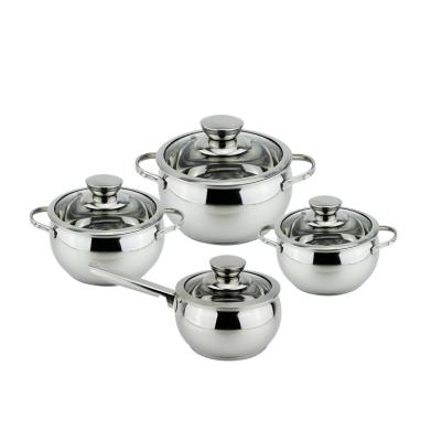 China Sustainable Stainless Steel Cookware 8pc Set Cookware Sets Kitchen for sale