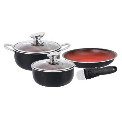 China Durable Die Casting Coating Aluminum Nonstick Marble Cookware Sets Sauce Pot With Glass Lid for sale