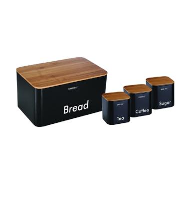 China Freshness preservation household food storage boxl classic bread bin with bamboo cover storage bin set for sale