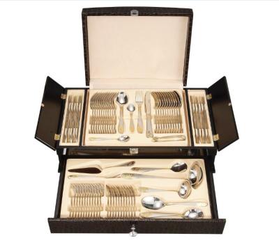 China Durable Sustainable 72 Pieces Using Stainless Steel Gold Plated Cutlery Set Elegant Dinnerware Dinnerware Set for sale