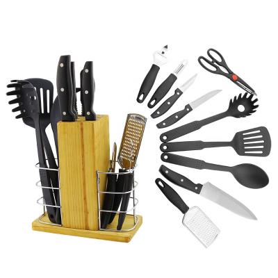 China Hot selling viable 11pcs stainlee steel customized kitchen knife set with kitchen accessories for sale