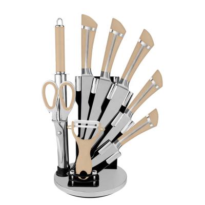 China Sustainable Food Grade 7 Pcs Stainless Steel Kitchen Knife Set Professional Chef Knife Set With Acrylic Knife Block for sale