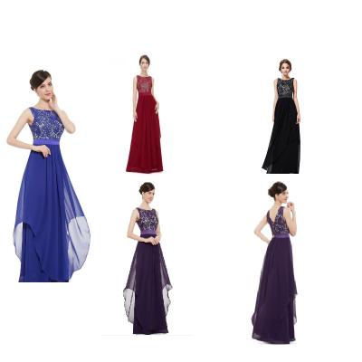 China Anti-wrinkle solid colors cocktail dress flower lace elegant long dress for women for sale