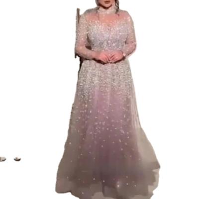 China Breathable Luxury Long Sleeve Middle Eastern Arabic Bling Plus Size Formal Dress Party Dress for sale