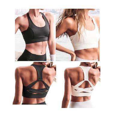 China Breathable Custom Cross Logo Printed Solid Color Women's Sports Stitching Bra Vest Shing for sale