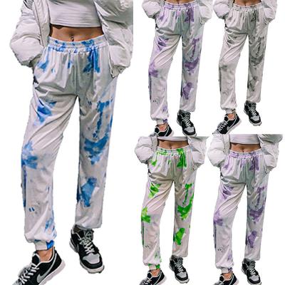 China Custom Anti-wrinkle girl casual pants tie-dyed Haren street print casual pants women's pants for sale