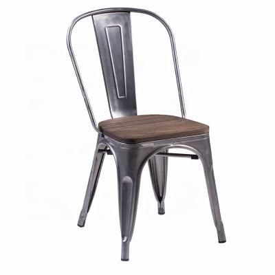 China Hot Sale Restaurant Chair Elegant Restaurant Chair Design Durable Metal Dining Chair With Wooden Seat for sale