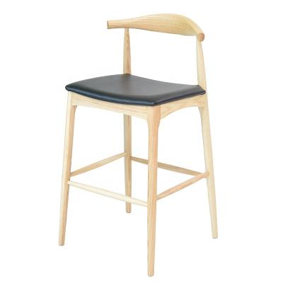 China Newest Bar Stool Ash Solid Wood PU Cushion Bar Stool Bar Stool Chairs for sale